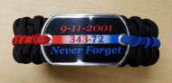 9-11 Never Forget Thin Line Paracord Survival Bracelet