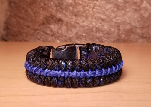 Thin Blue Line Police Metallic Blue Paracord Survival Bracelet